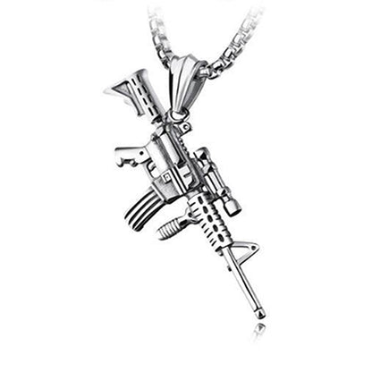 Outdoor Fans Accessories Outdoor Fashion Titanium Steel Shock Gun Pendant Necklace Men's Hanging Chain Decoration