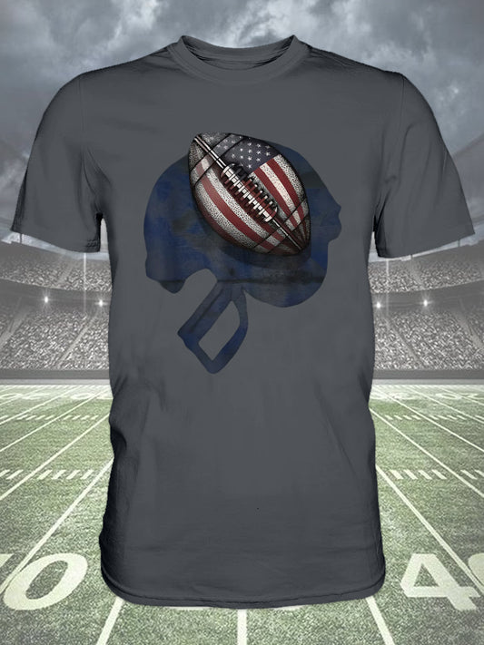 American Football Print Casual Round Neck Short Sleeve Men's T-Shirt