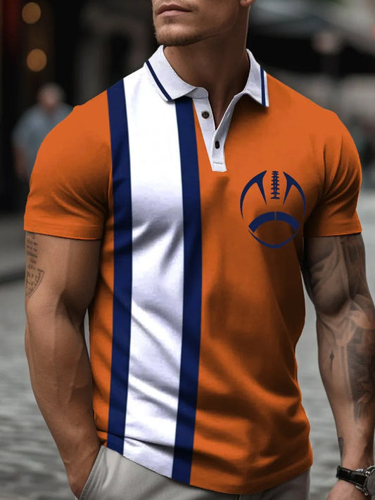 Contrast Rugby Contrast Print Men's Short Sleeve Button Polo