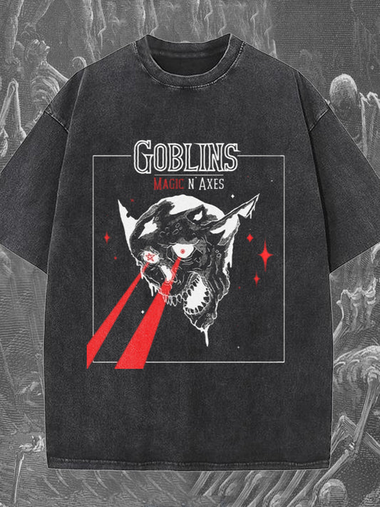 Goblins Magic n' Axes Washed Short Sleeve Round Neck T-shirt