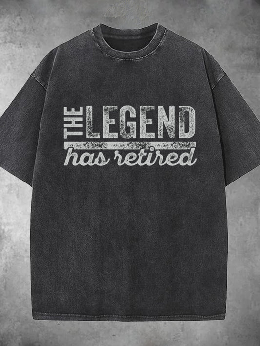 The Legend Has Retired Washed Short Sleeve Round Neck T-shirt