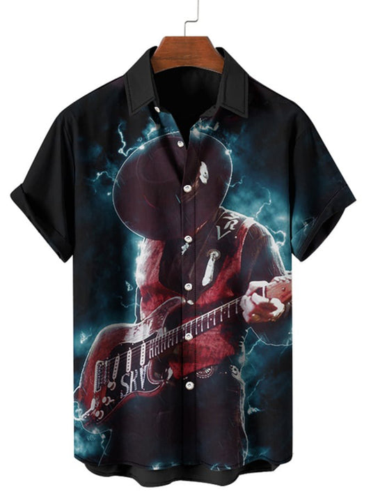 Rock Music Print Short Sleeve Men's Shirts
