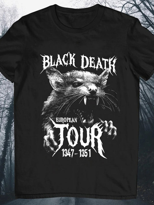 Black Death European Tour Crew Neck Short Sleeve Men's T-Shirt