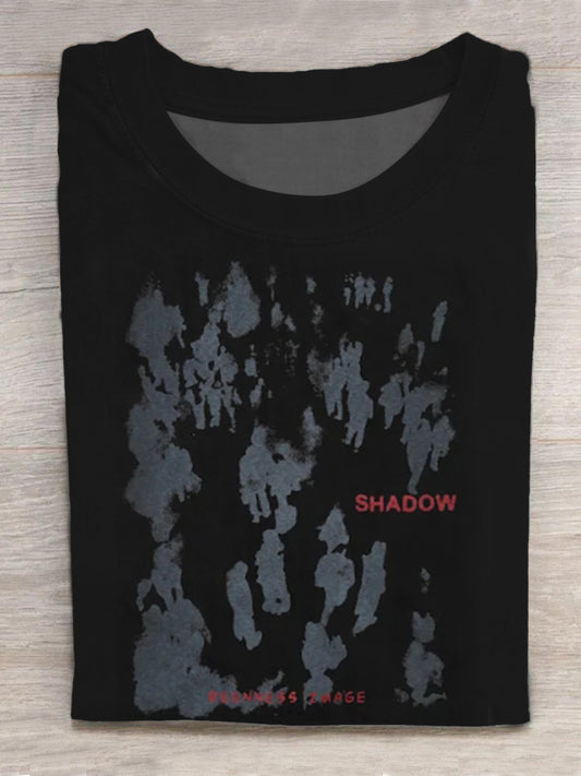 Shadow Retro Punk Print Round Neck Short Sleeve Men's T-shirt
