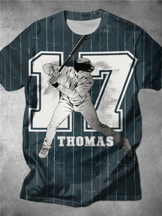 17 Baseball Print Men's Short Sleeve T-Shirt