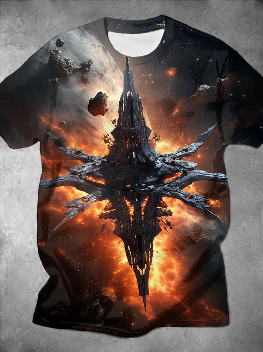 Explosive Star Wars Print Men's Short Sleeve T-Shirt