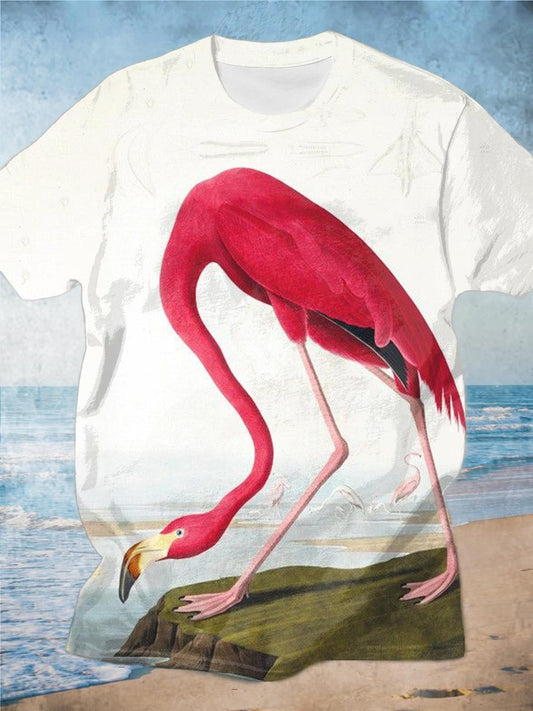 Flamingo Personalized Vacation Print Men's Short-Sleeved T-Shirt
