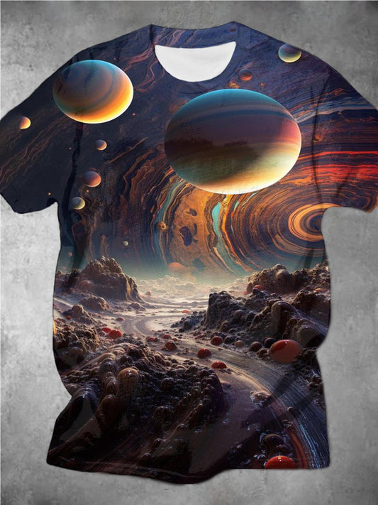 Planet Road Printed Round Neck Men's T-Shirt
