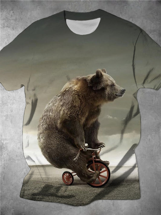 Bear Personalized Bicycle Men's Short-Sleeved Round Neck T-Shirt
