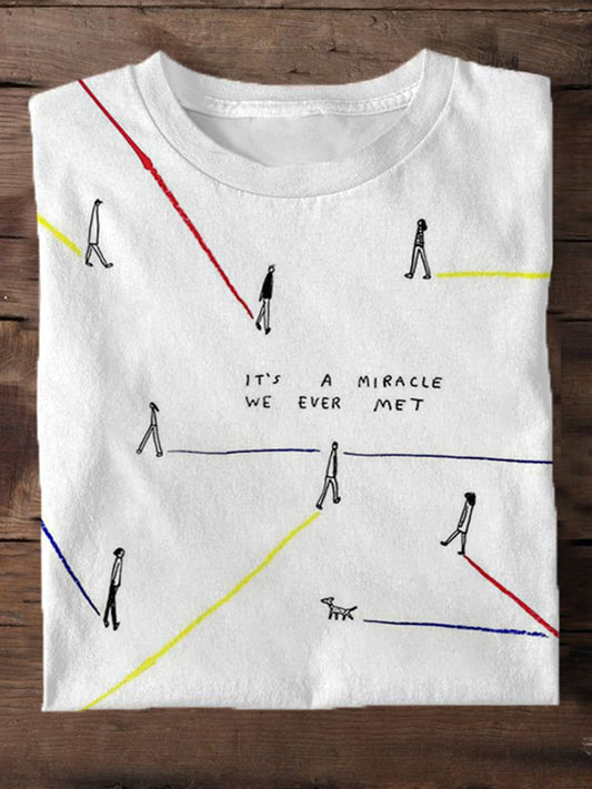 Ironic Creative Graphic Print Round Neck Men's T-Shirt