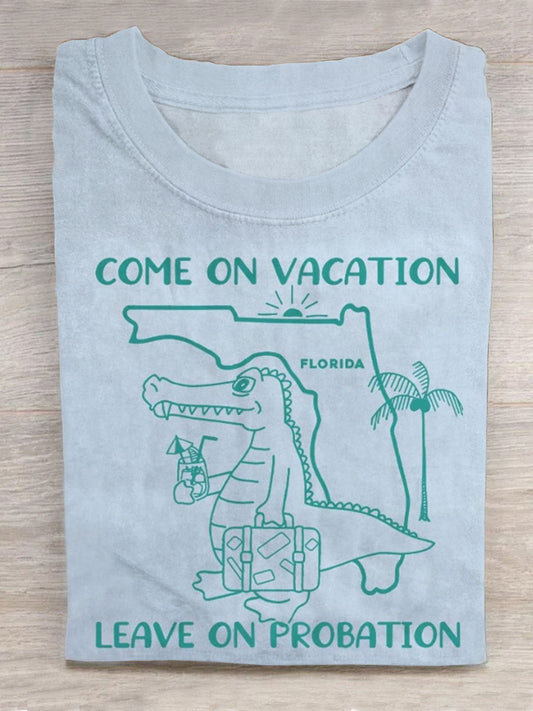 Funny Florida Vacation Vintage Alligator Round Neck Short Sleeve Men's T-shirt