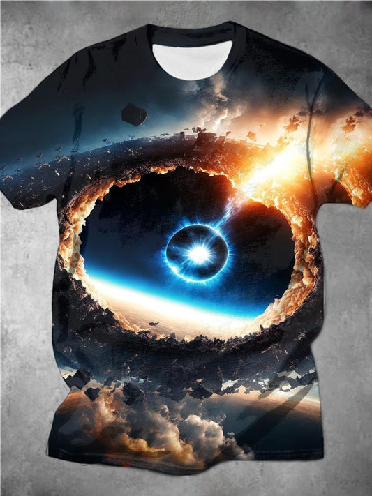 Cosmic Black Hole Print Men's Short Sleeve T-Shirt