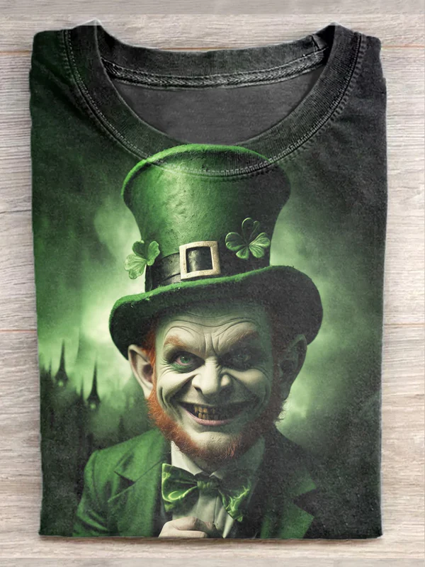St. Patrick's Day Hat Old Man Print Men's Short Sleeve Round Neck T-Shirt