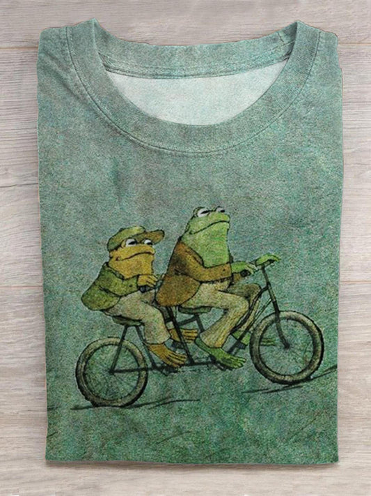 Frog and Toad Cycle Round Neck Short Sleeve Men's T-shirt