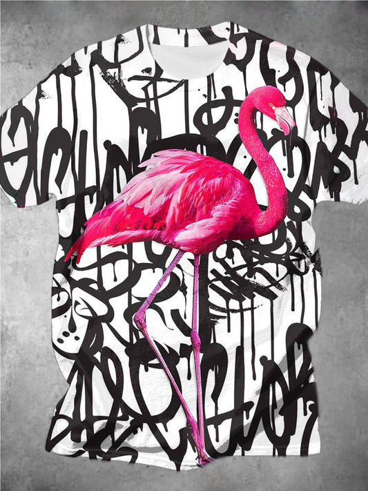 Painted Flamingo Resort Print Men's Short Sleeve T-Shirt