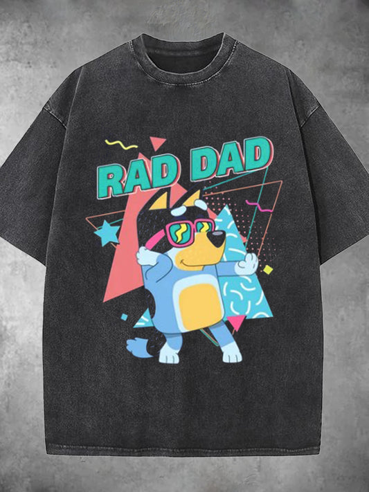 Rad Dad Vintage Washed Short Sleeve Round Neck T-shirt
