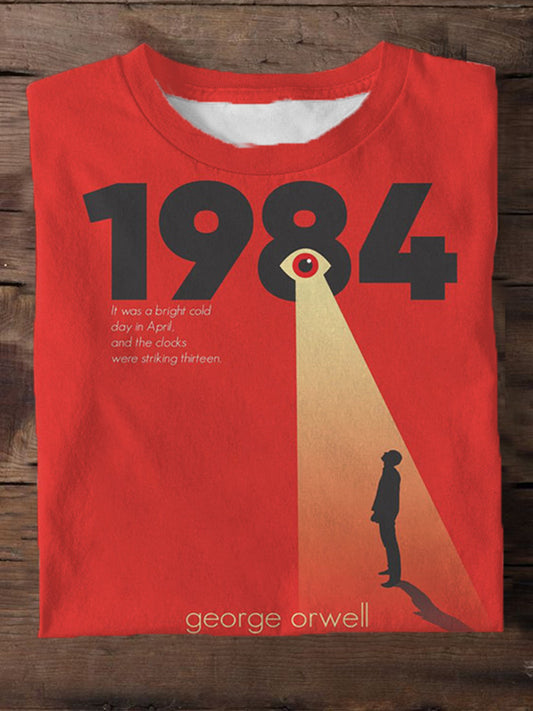 1984 Retro Print Men's Round Neck T-Shirt