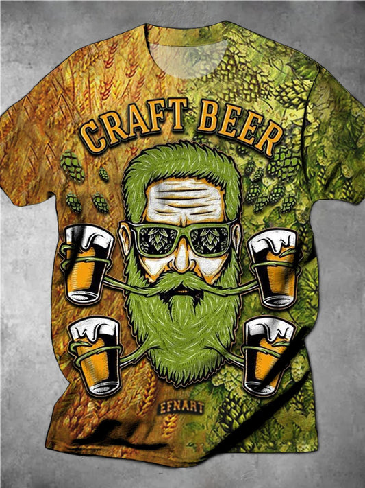 Craft Beer Floristic Print Retro St Patrick's Day Men's T-shirt