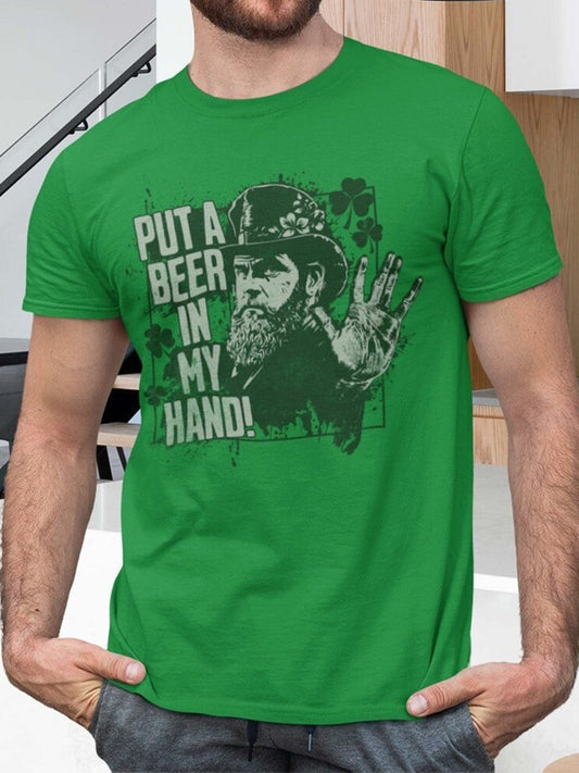 St. Patrick's Day Printed Round Neck Short Sleeve Men's T-shirt