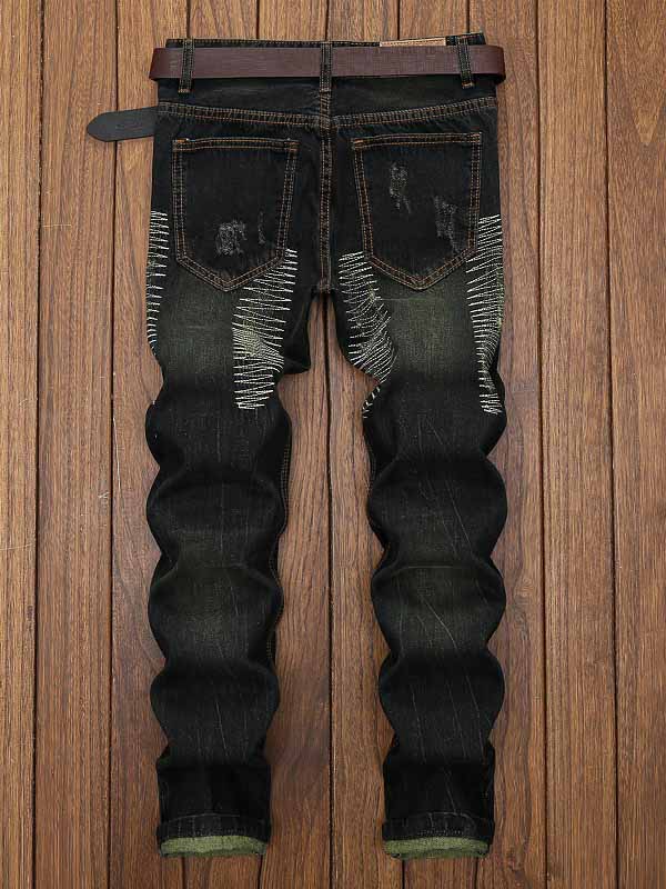 Vintage distressed ripped men's jeans