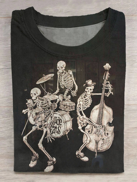 Skeleton Music Group Art Print Round Neck Short Sleeve Men's T-shirt