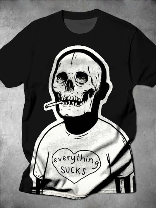Dark Skull Round Neck Short Sleeve Men's T-shirt