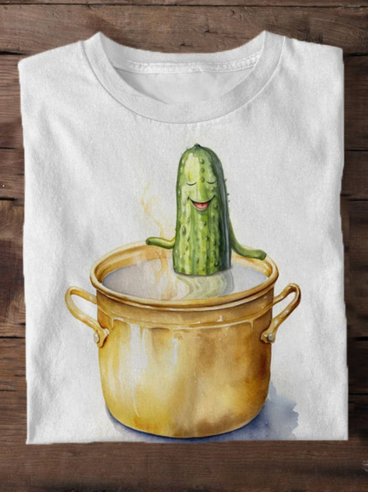 Cucumber Cute Comic Print Men's Short Sleeve T-Shirt