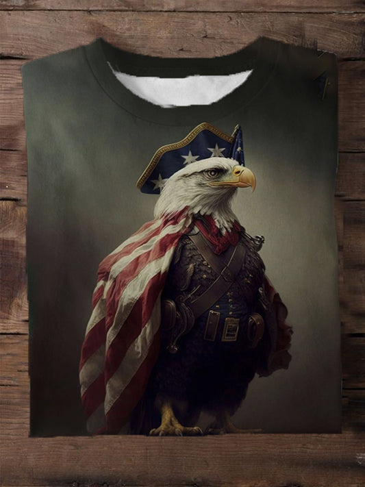 American Flag Eagle Commander Men's Short Sleeve Crew Neck T-Shirt