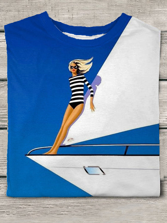 Vacation Sailing Beauty Men's Short-Sleeved Round Neck T-Shirt
