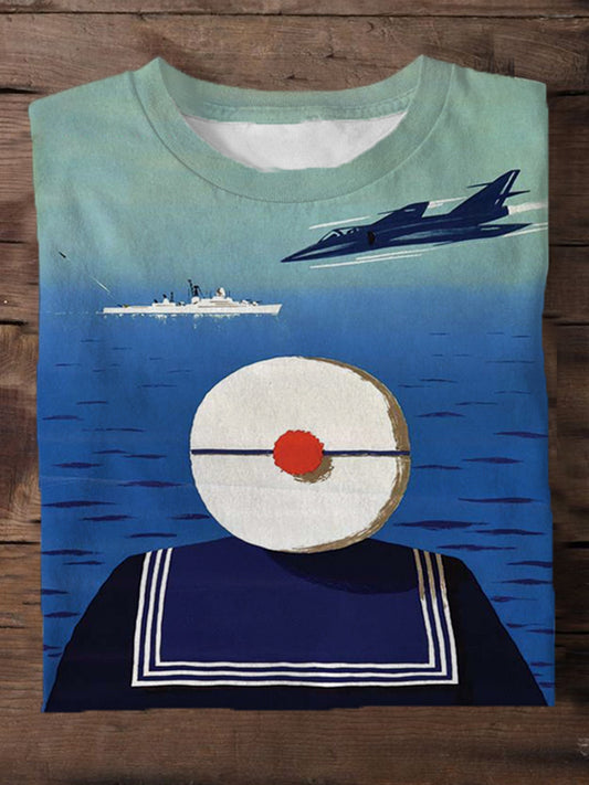 Sailor Contrasting Poster Print Men's Short Sleeved Round Neck T-Shirt