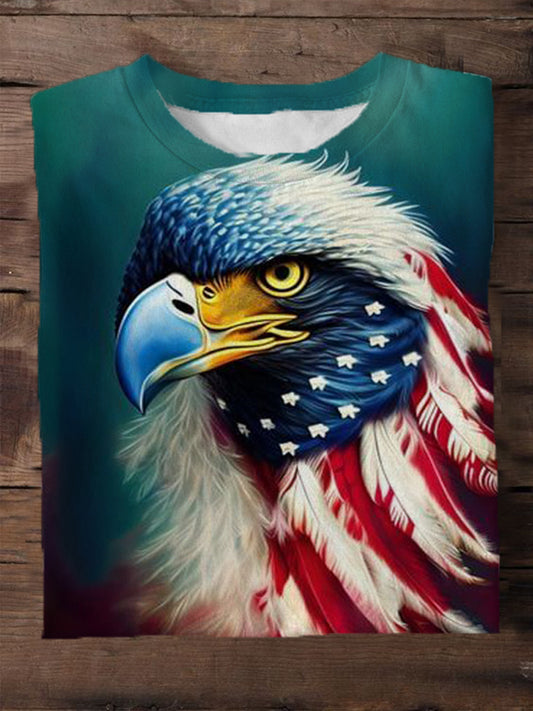 American Flag Eagle Head Personalized Men's Short-Sleeved Round Neck T-Shirt