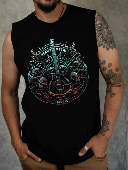 Metal Rock And Roll Personalized Print Men's Sleeveless Round Neck Vest