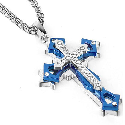 Multi-drill Cross Stainless Steel Alloy Casting Necklace Men's Necklace