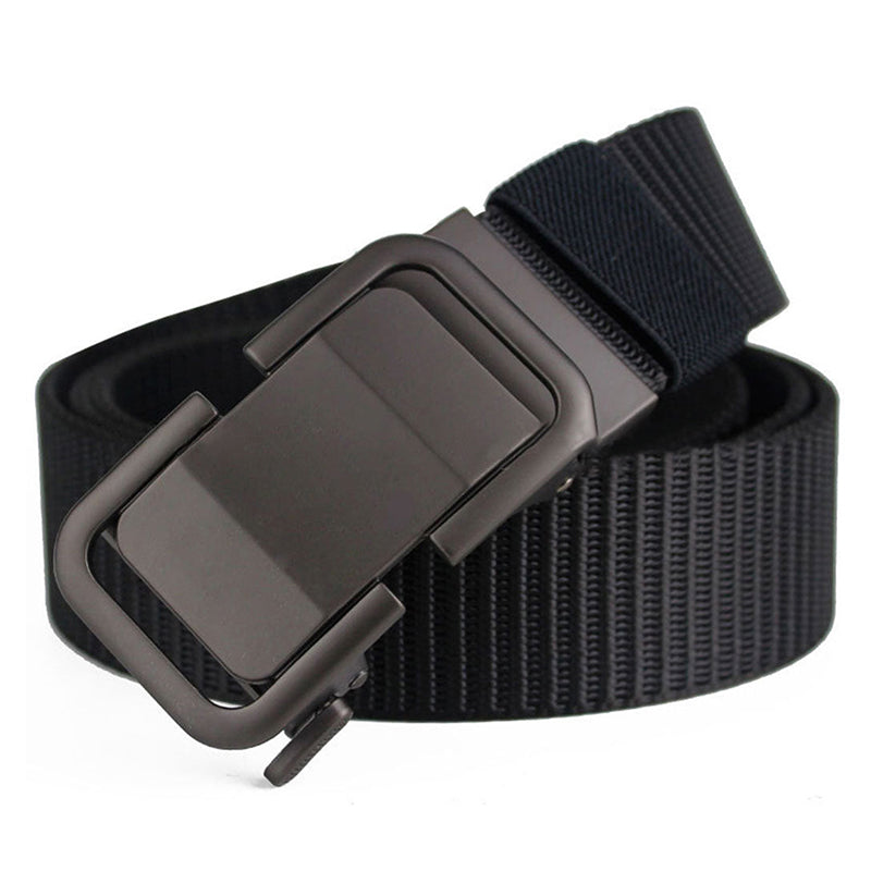 Men's Toothless Trendy Nylon Canvas Belt With Automatic Buckle Outdoor Casual Pants Belt