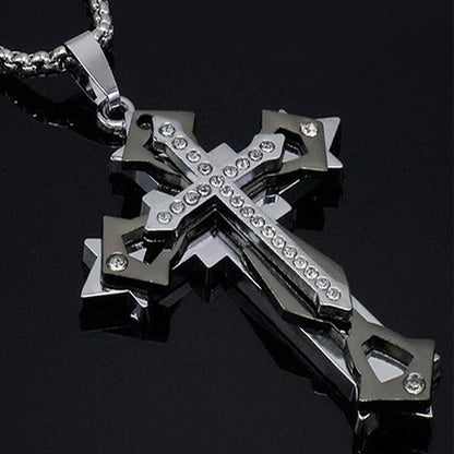 Multi-drill Cross Stainless Steel Alloy Casting Necklace Men's Necklace