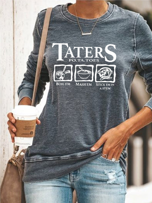 Taters Print Long Sleeve Sweatshirt