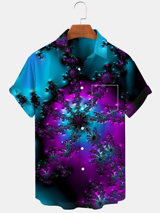 Abstract Short Sleeve Men's Shirts With Pocket