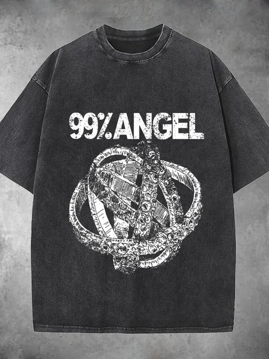 99 Percent Biblical Angel Washed Short Sleeve Round Neck Men's T-Shirt