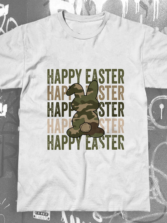 Easter Rabbit Camouflage Round Neck Short Sleeve Men's T-shirt