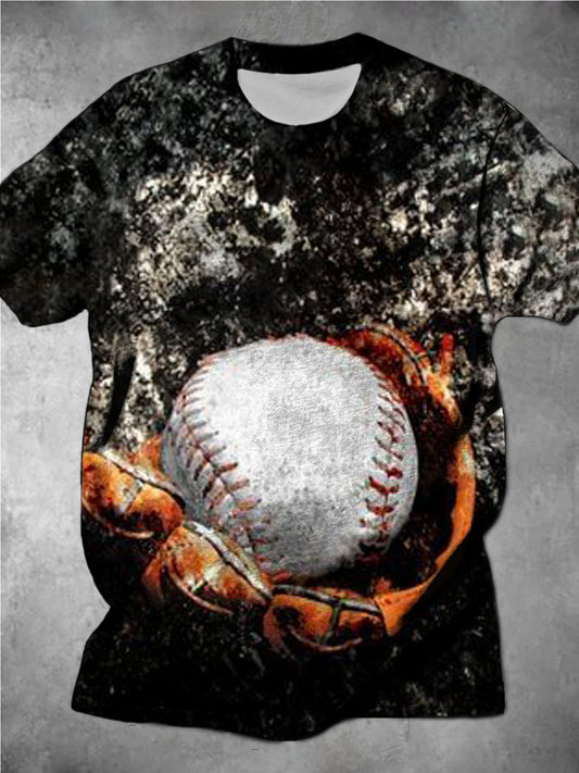 Personalized Baseball Glove Print Men's Short-Sleeved T-Shirt