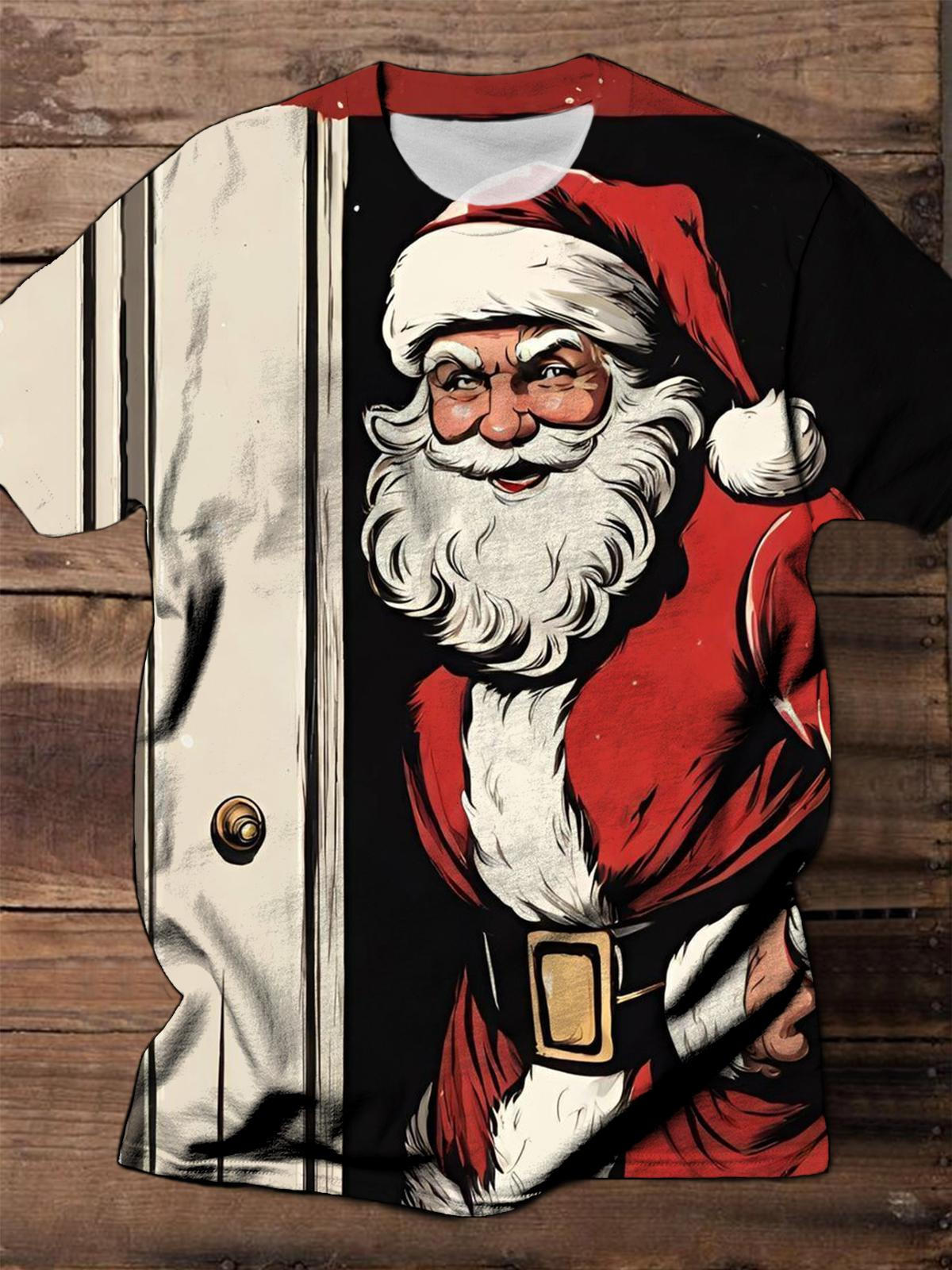Vintage Santa Claus Round Neck Short Sleeve Men's T-shirt
