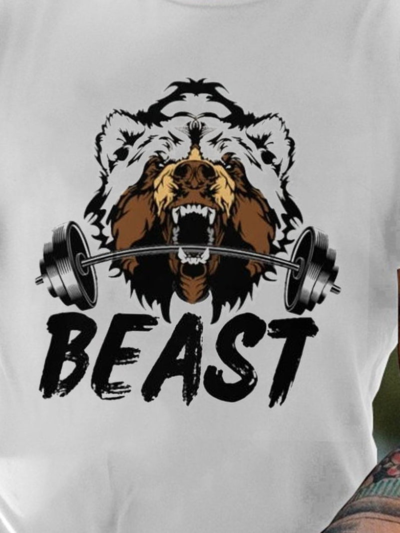 Bear Beast Gym Round Neck Short Sleeve Men's T-shirt