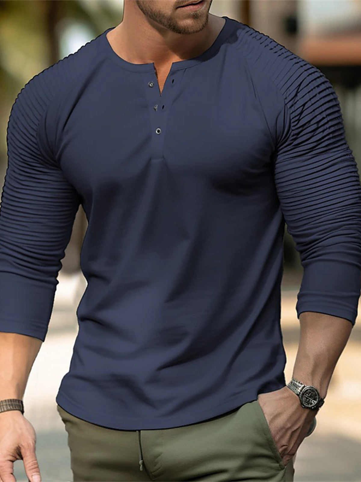 Casual Solid Color Slim Fit Men's T-shirt