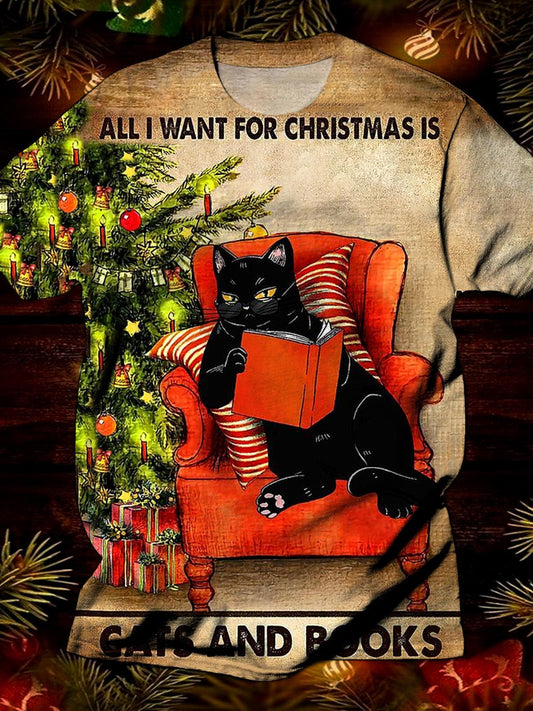 All I Want For Christmas Is Cats And Books Men's T-shirt