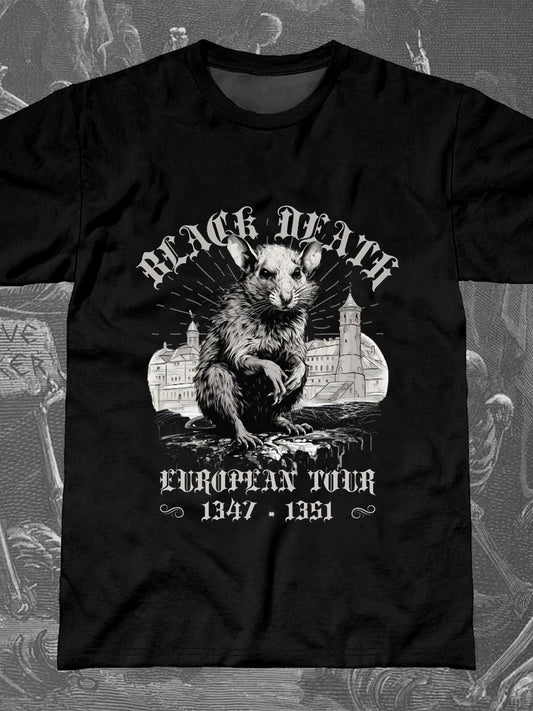 Black Death Rat Plague Round Neck Short Sleeve Men's T-shirt