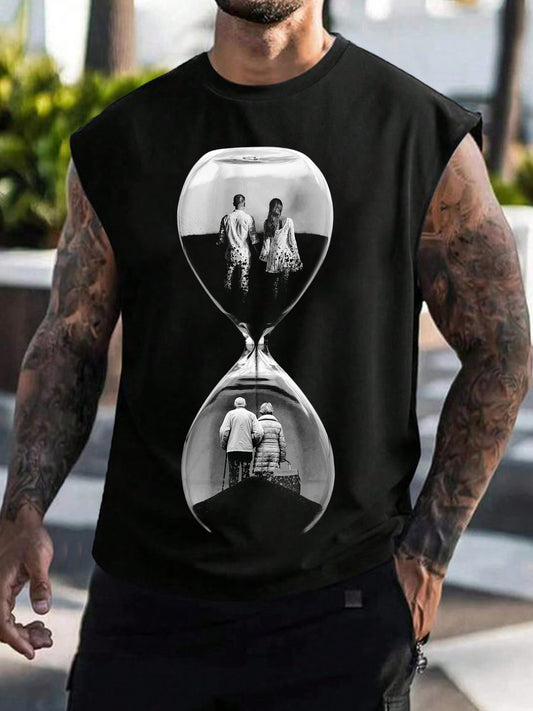 Hourglass Personalized Dark Print Sleeveless Men's Vest