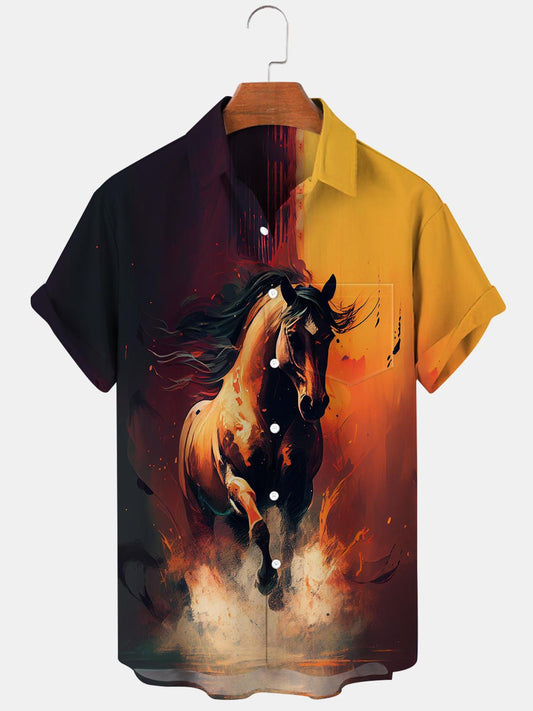 Horse Men's Shirts With Pocket