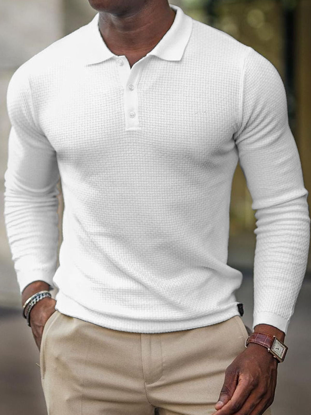 Casual Solid Color POLO Shirt Men's Top