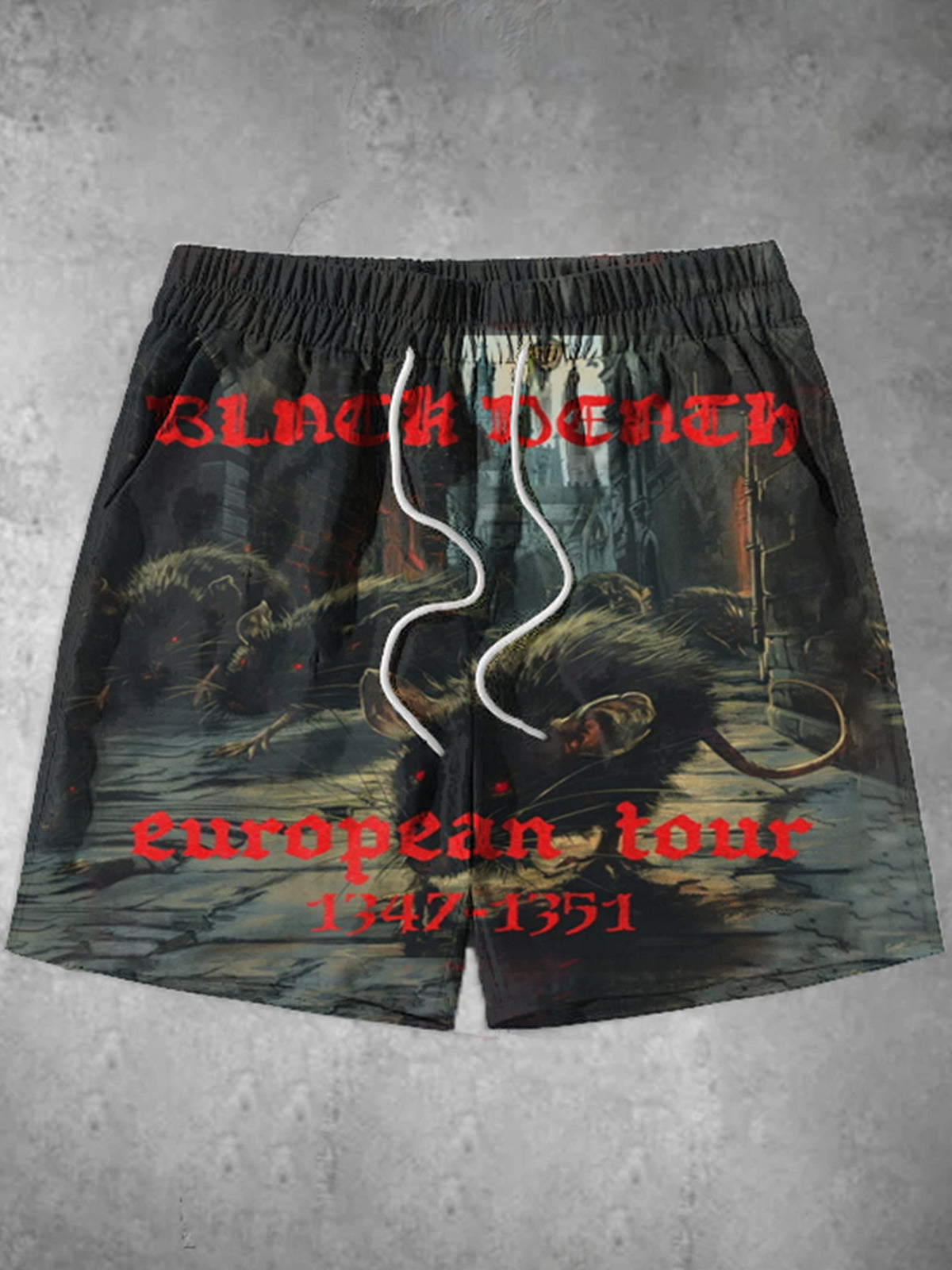 Dark Plague Multi-Rat Letter Print Men's Shorts
