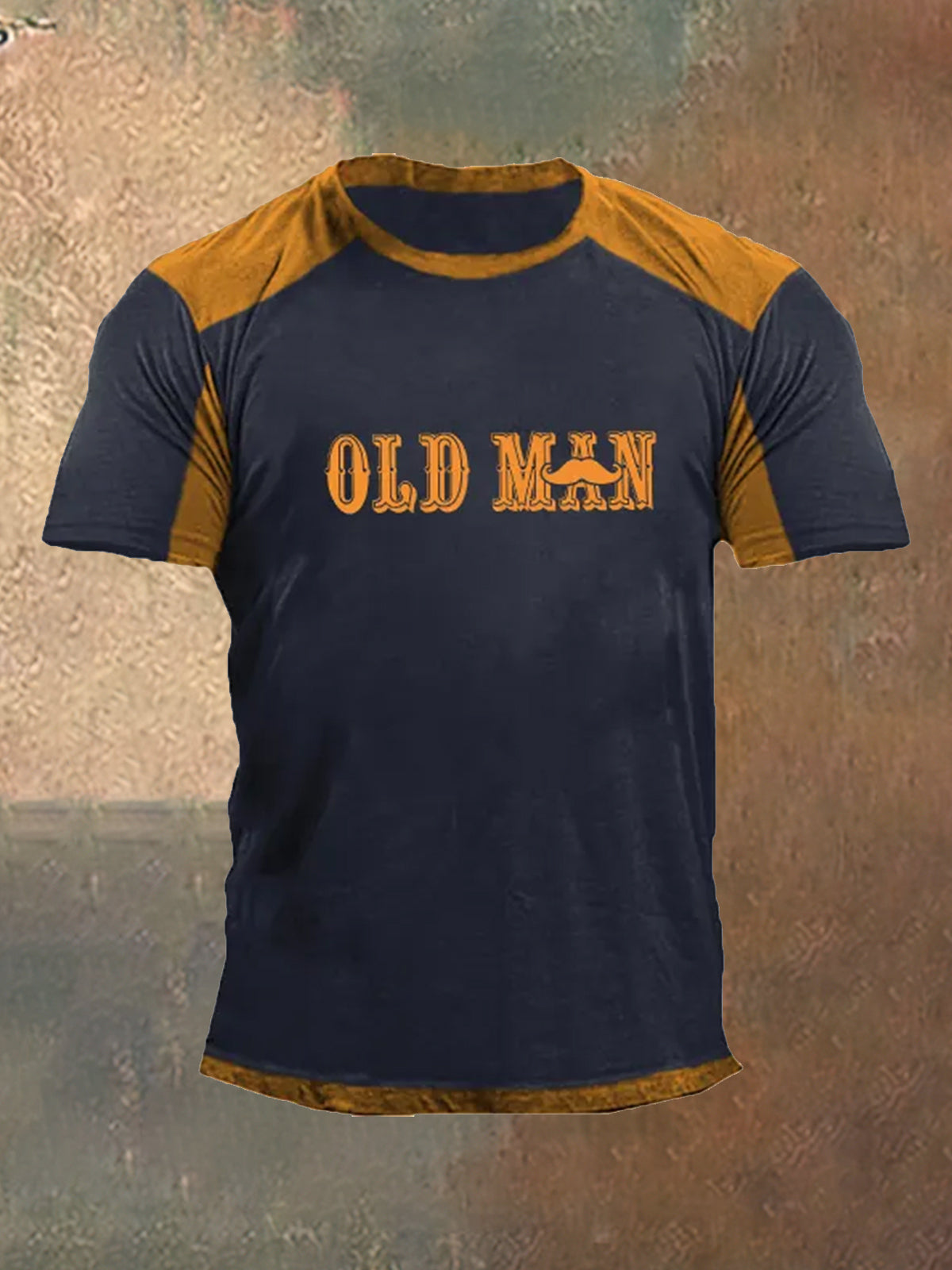 Old Man Contrast Color Round Neck Short Sleeve Men's T-Shirt
